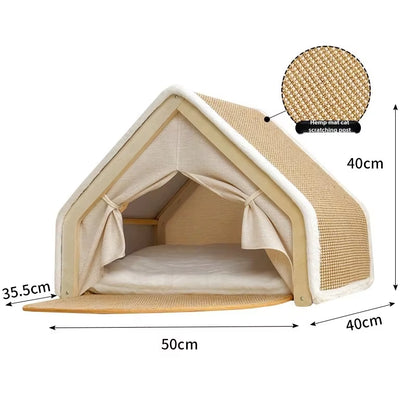 Cat Nest Winter Warm Cat Villa Cat House Shell Semi-Enclosed Sleeping Bag Cat Scratching Board Does Not Drop Scraps Sisal Cat Te